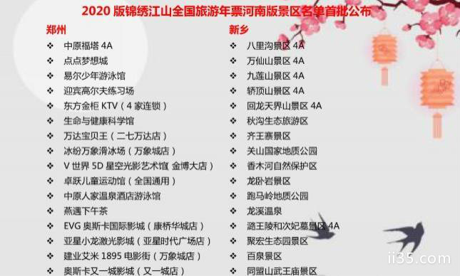 2020年锦绣江山全国旅游年票河南版价格，做了足浴，人都年轻了